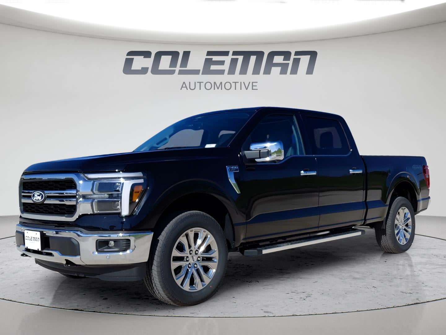 2026 Ford F-150 LARIAT in Agate Black Metallic — front three-quarter view